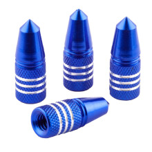 Cykelbitar PRESTA VALVE CAPS - Anvndning p Prestafrench Ventiles (4 Pack) (Blue Rocket)