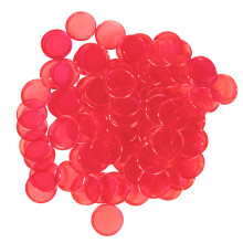 Plastmagnetisk bingo chips - metallkant - transparent rd - 300 st - 3/4 """" - Finns i 7 frger i en teranvndbar frvaringsvska