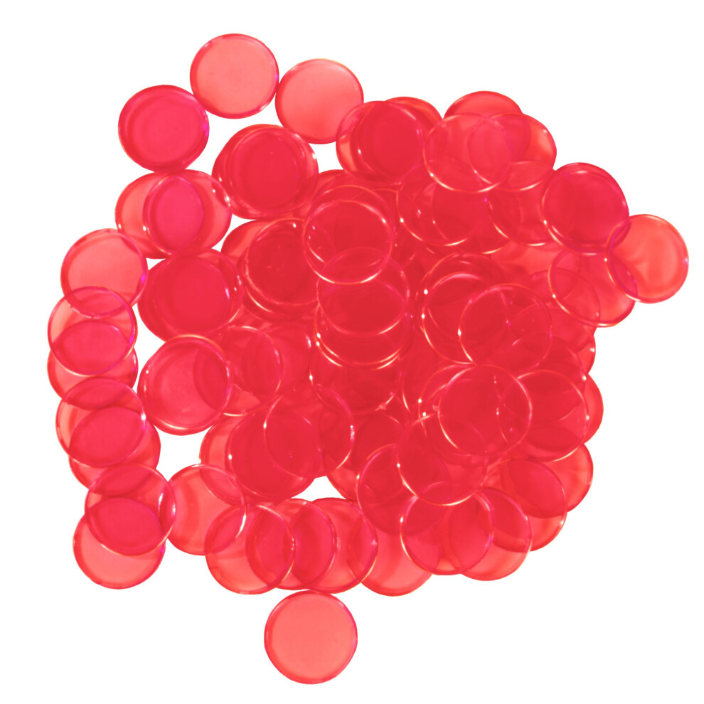 Jetons de bingo magn?tiques en plastique - Bordure en m?tal - Rouge transparent - 300 pi?ces -