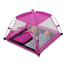 Tente Rose pour Poupée 14-18 Pouces Accessoire Camping Intérieur/Extérieur, Case de Transport Incluse