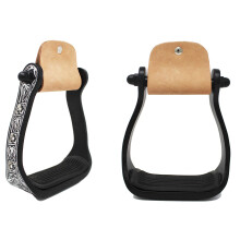 Challenger Western Black Graved Aluminium Barrel Racing Horse Stirrups 51179
