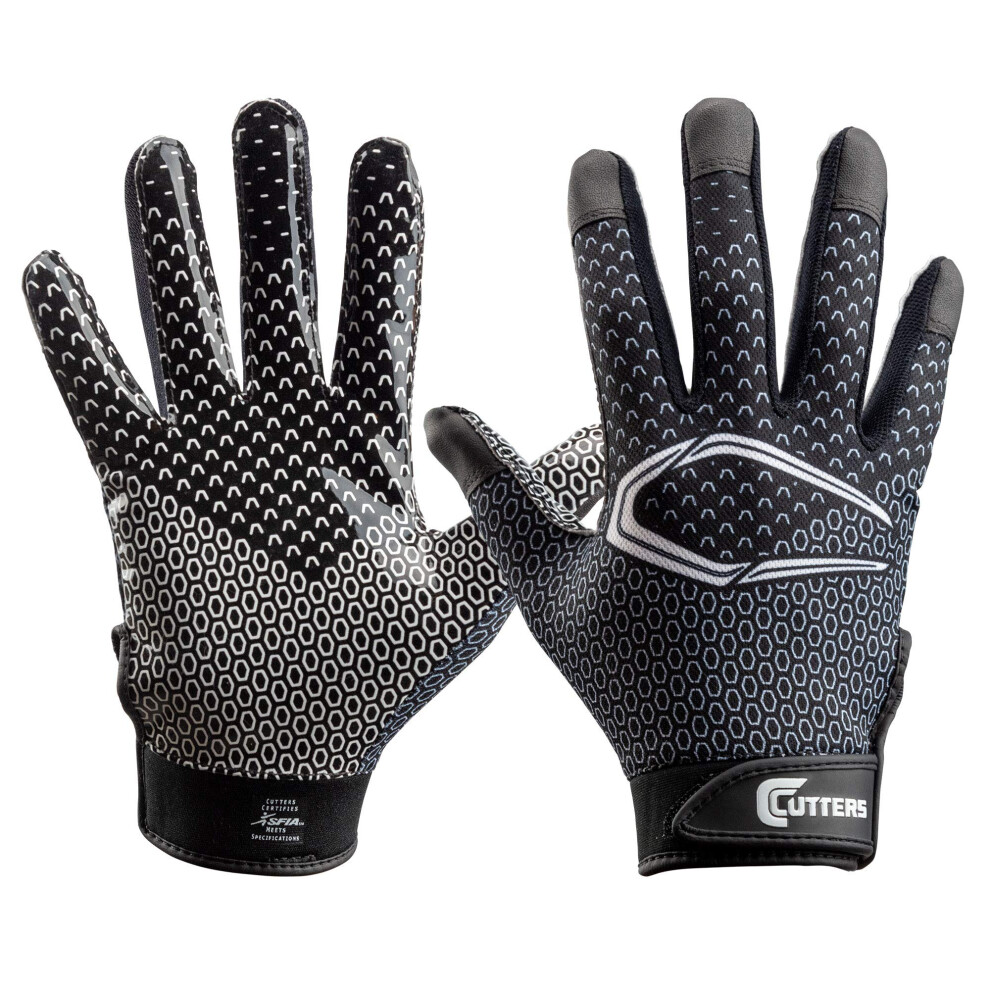 Cutters Game Day Receiver Glvs Fade Adult S/M  Black Fade
