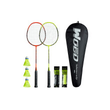 WOED BATENS -2 Spiller Badminton S?t Kulfiber Badmintonketchere Badmintonketsjer til Backyards Gym med 3 fjerbolde 2 Grip Tape og 1 Badmintontask