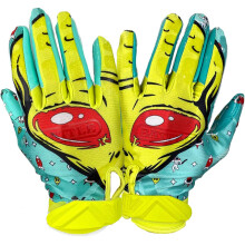 Battle Sports Alien Cloaked Wide Receiver Fuballhandschuhe Ultra-Grip-Handschuhe Gelb/Blau/Rot, Jugendgre L