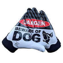 Battle Sports Beware of Dog Doom 1.0 Wide Receiver Football Gloves - Ultra Grip Gloves - Beware of Dog Black, Adult XX-Large