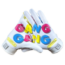 Guantes de Fútbol Battle Sports Gang Gang para Receptores - Adulto Mediano, Blanco