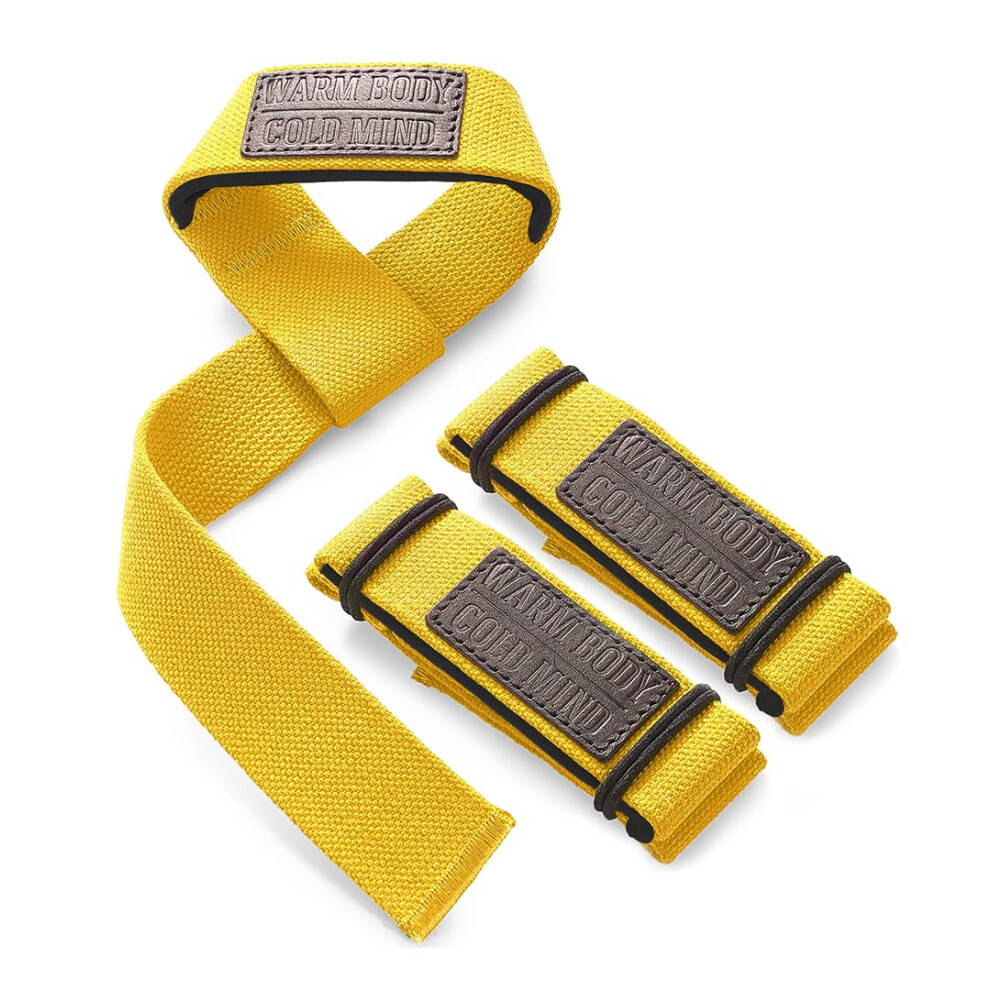Warm Body Cold Mind Lasso Straps Palestra, Testato A 350 Kg - 3Mm/6Mm Neoprene, Robusto Lifting Straps, Cinghie Sollevamento Pesi, Crossfit Weightlifting Powerlifting Deadlif (Giallo Di Base)-image