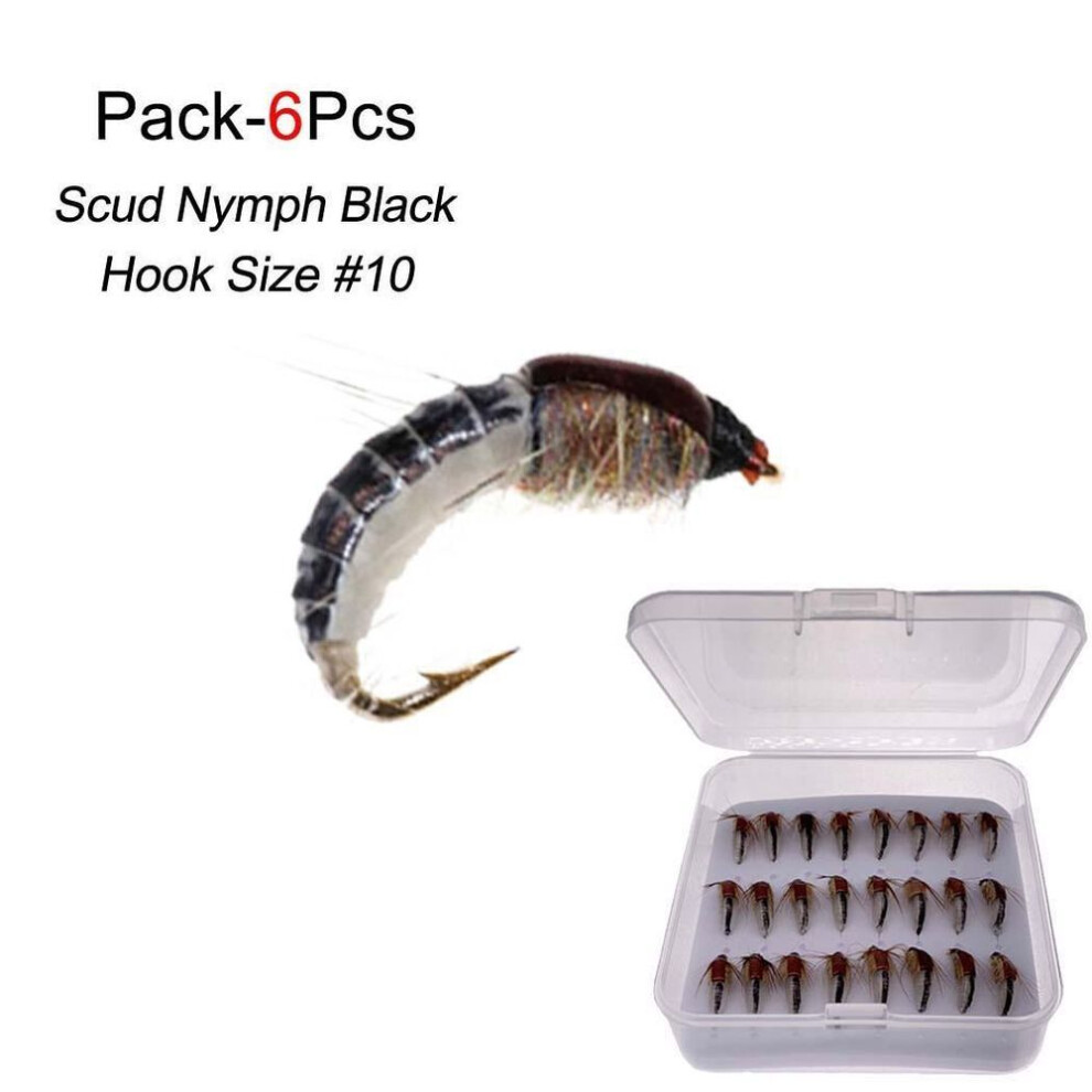 (black, 6Pcs) 6/12/24pcs Nymph Scud Lure Fly For Trout Fishing Artificial Insect Bait Simulated Scud Worm Realistic Fishing Lure