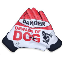 Battle Sports Beware of Dog Doom 1.0 Wide Receiver Football Gloves - Ultra Grip Gloves - Beware of Dog Red, Adult XX-Large