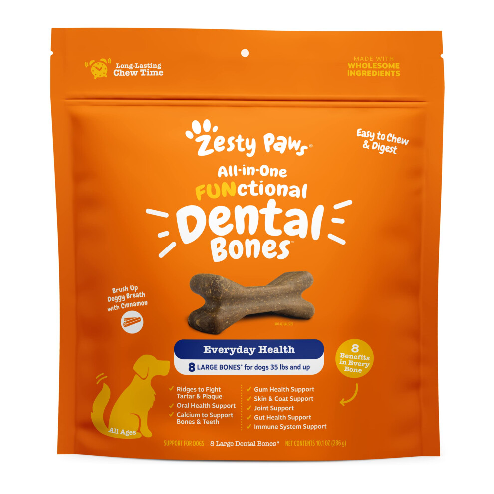 Zesty Paws Dental Bones for Large Dogs - Fights Tartar Plaque - gum