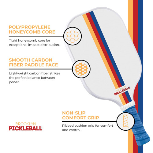 Brooklyn Pickleball Co Λευκό Ραβδί Πικ-Μπολ | Ίνες άνθρακα | Κεντρική δομή Honeycomb 2