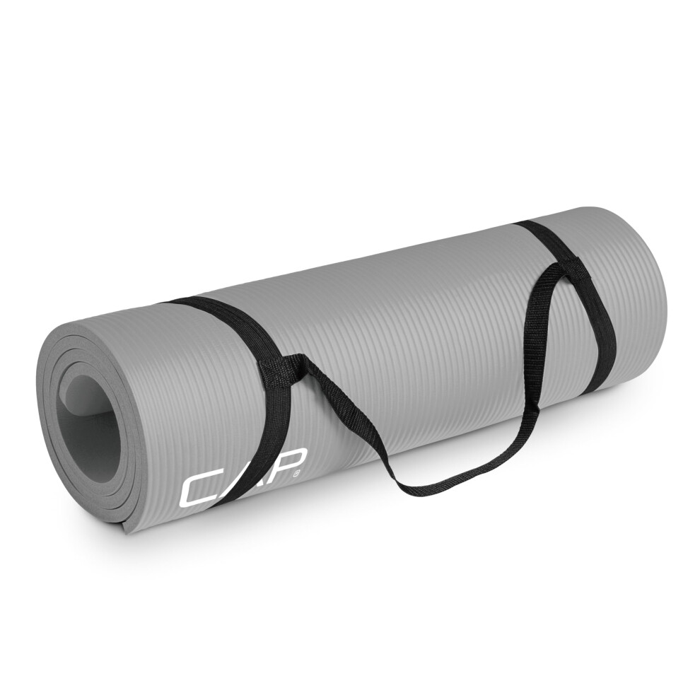 CAP Barbell High Density Exercise Mat with strap 68x24 12mm - Gray