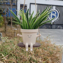 (A) Swing Face Planter Pot, Hanging Hammock Planter Pot Swing Face Planter, Hanging Head Planters, Creative Succulents Plants Pot Basket