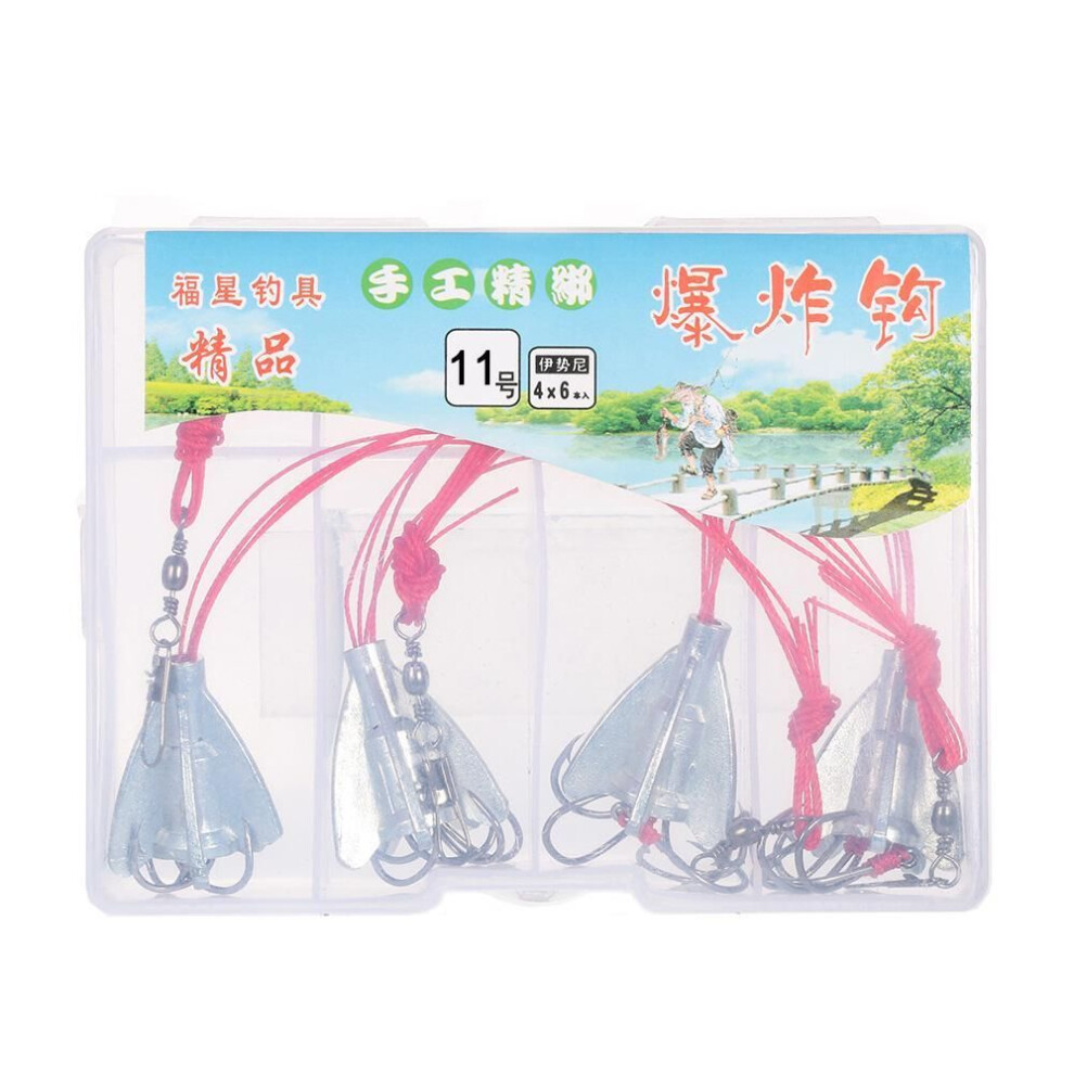 (11) 4pcs Fishing Anti-hanging 6 In 1 Carbon Steel Explosion Hooks Lake Carp Fishing Hooks With Weight