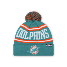 FOCO Miami Dolphins NFL Logo Stripe Pom Beanie Hat  Team Color