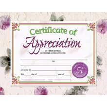 Hayes Certificate of Appreciation 8.5 """" X 11 """" Pack of 30