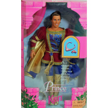 Barbie 1997 Classic Fairy Tale Rapunzel -sarjan 12 tuuman nukke: Prinssi Ken asussa kruununjalokivien kanssa, muovinen kaulakoru ja rannekoru