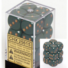 Sady kociek Chessex d6: Nepriehladn , pra nozelen s medenou - 16 mm eststrann kocka (12) blok kociek