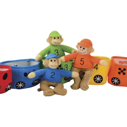 Constructive Playthings Toys Velour Bilingual Play & Learn Monkey Train for Kids 2