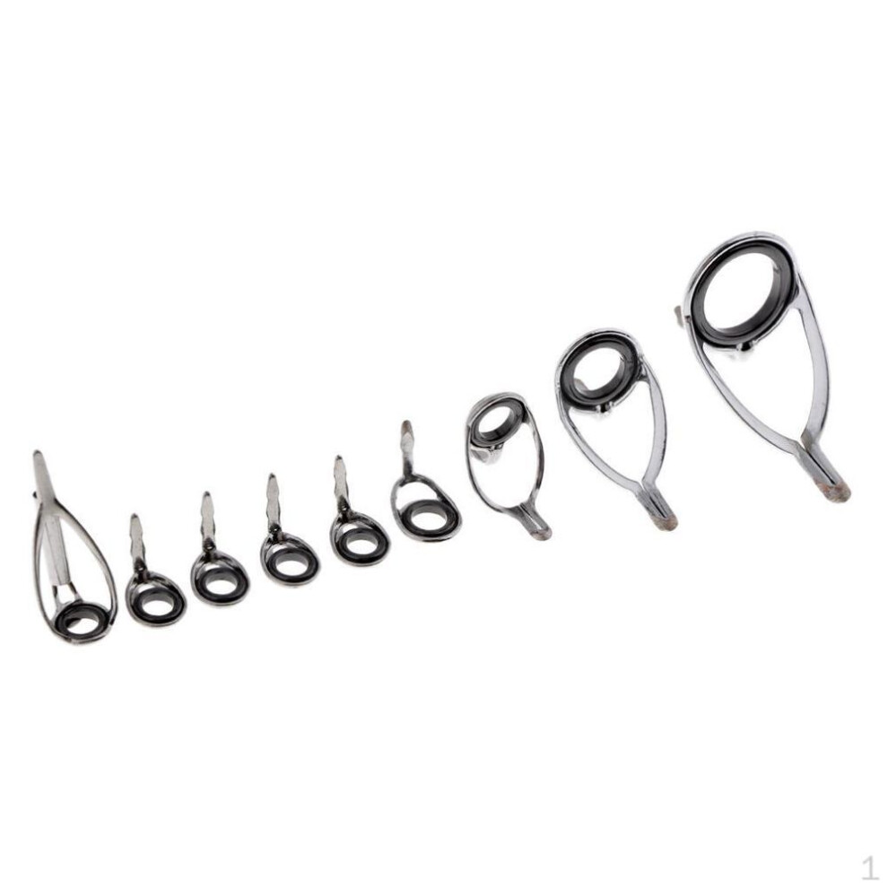 9Pcs Ceramic Ring Eye Fishing Rod Guide, Stainless Steel