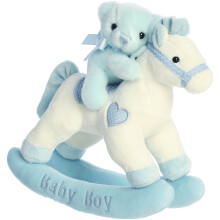 M sicos melodiosos de Aurora! Caballo balanc n de peluche para beb , entretenimiento musical, juego entretenido, azul, 30 cm