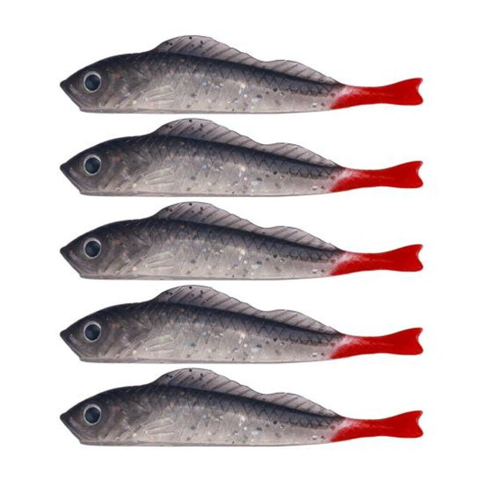 (as the picture, E) 5pcs Soft Bait 2.7g/7cm 3D Simulated Fish Eyes Soft Worm Fishing Lure Small Mini Natural Swimming Style Bait