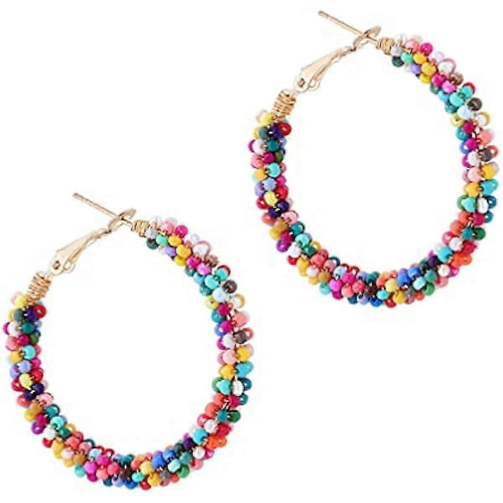 Women s Fashion Pearl Earrings  Ear Hook Exaggerated Dangle Earring Resin Round Circle Earrings Colourful Hoop