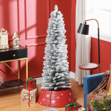 HOMCOM 5 Foot Artificial Pencil Christmas Tree with Snow Flocked Tips, White