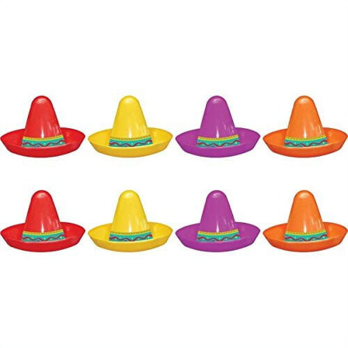 Sombrero de plastic asortat - 2 1/2 """" multicolor - 8 buc.