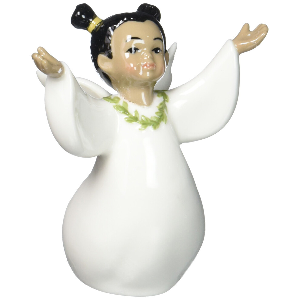 Figura De Ngel Afroamericano En Oraci N De Porcelana Fina Cosmos Cg, 3-5/8 Pulgadas, Color Verde-image