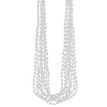 Silver Metallic Bead Necklaces - 30"" (Pack of 8) - Stunning Party Accessory Perfect for Celebrations and Costume Events