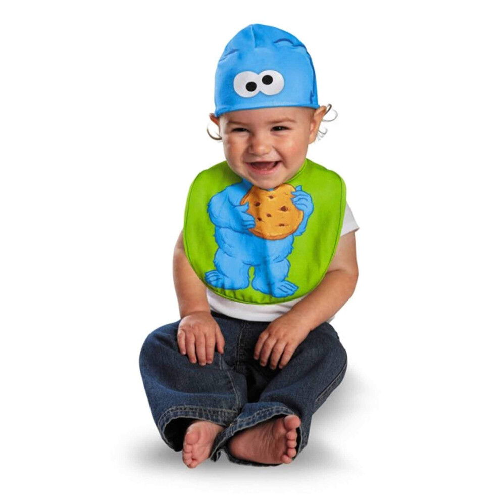 D?guisement Drool Over Me Sesame Street Cookie Monster Bavoir et chapeau pour b?b? Accessoire Bleu/Vert 0-12 mois