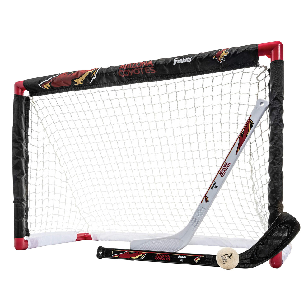 Ensemble de mini-hockey Franklin Sports NHL Arizona Coyotes - Ensemble combin    de 2 mini-hockeys d'int   rieur pour enfants (ballon de hockey au ge