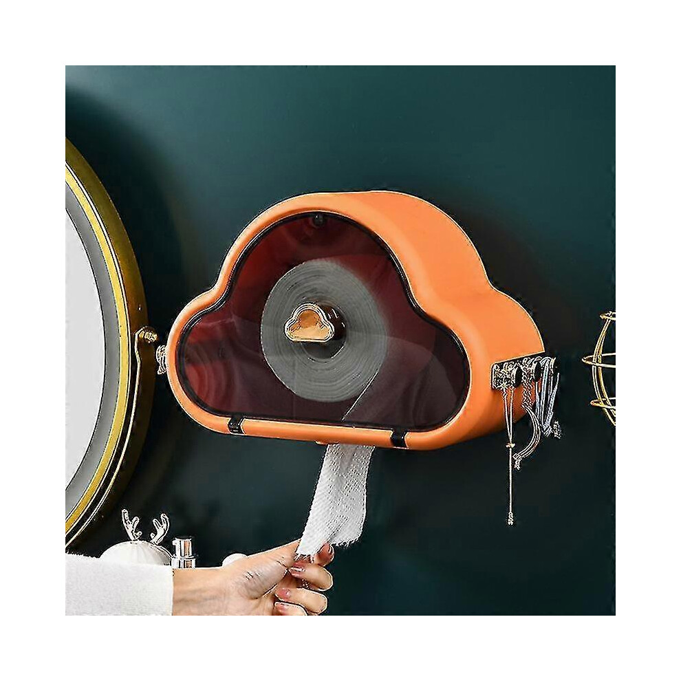Tissue Box Holder Paper Case Wall-Mounted Bathroom Tissue Dispenser Cute Cloud-Shape Napkin Shelf