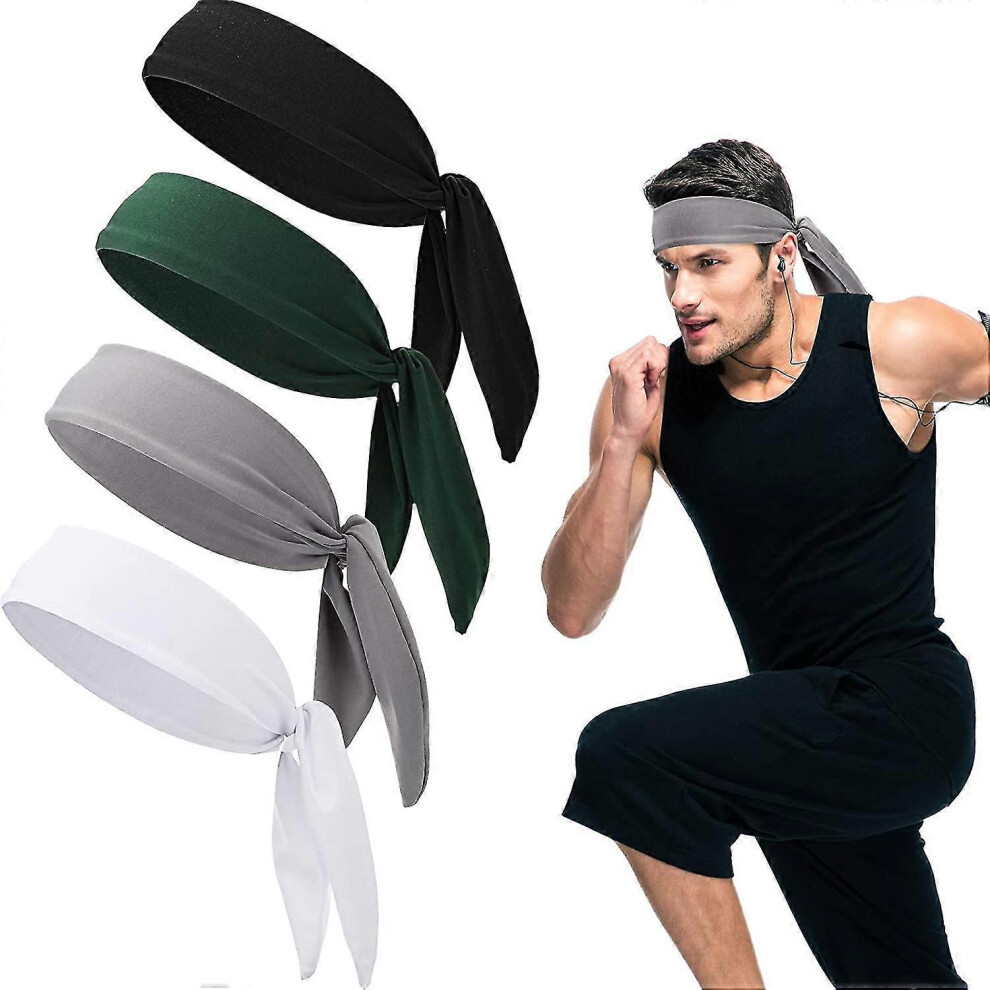 4 Pieces Tennis Tie Headband Head Tie Tennis Bandana Elastic Sports Sweatband Stretchy Headbands Adjustable Non-slip