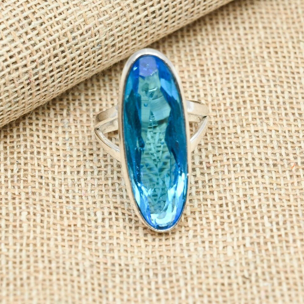 (blue, 7) Blue Topaz Beauteous Gemstone 925 Sterling Silver Jewelry Promise Ring All Size