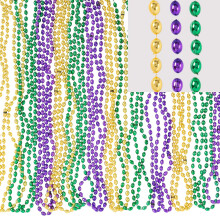 Amscan Green Gold & Purple High Quality Metallic Bead Necklace Party Supply Multicolor 30"" 24ct