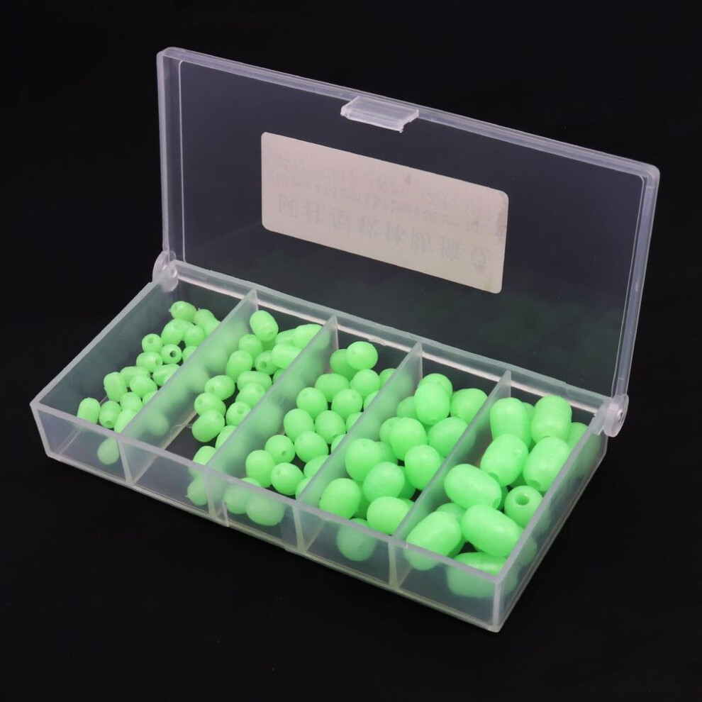 100pcs Oval Soft Luminous Fishing Beads Sea Fishing Lure Floating Float Tackles With Box