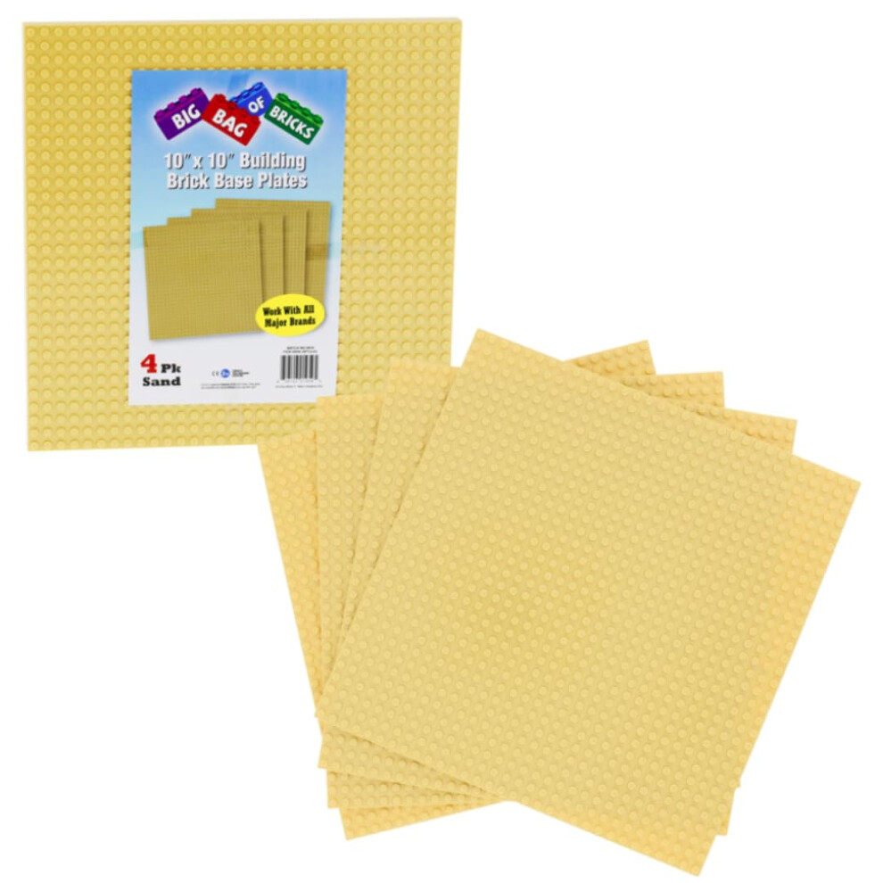 Placas Base Para Construcci N De Ladrillos Scs Direct - Placas Base Grandes De Arena De 25 X 25 Cm (4 Piezas) - Conectividad Lateral Doble, Ajust-image