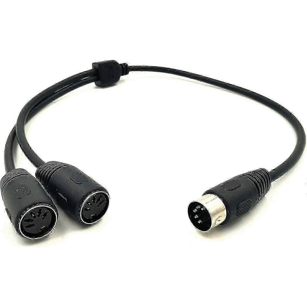 MIDI DIN 5Pin Y Splitter Adapter Cable, 50cm - Male to Double DIN-5 Female Extension Cord for MIDI Keyboards