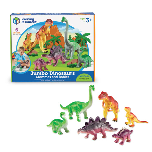 Learning Resources Learning Resources Jumbo Δεινόσαυροι Ι Μητέρες και Μωρά Ι T-Rex, Στεγόσαυρος, Βραχιόσαυρος, 6 Ζώα
