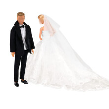 BARWA Bruidsset Witte Trouwen Jurk met Sluiers en Formele Outfit voor Jongens en Meisjes Poppen