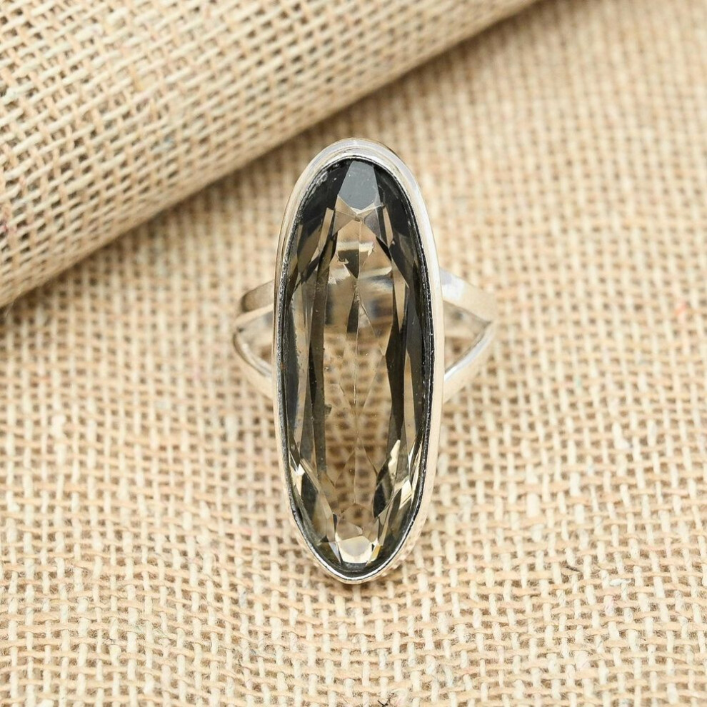 (brown, 5) Smoky Topaz Gemstone 925 Sterling Silver Handmade Promise Ring Gorgeous Wedding Jewelry