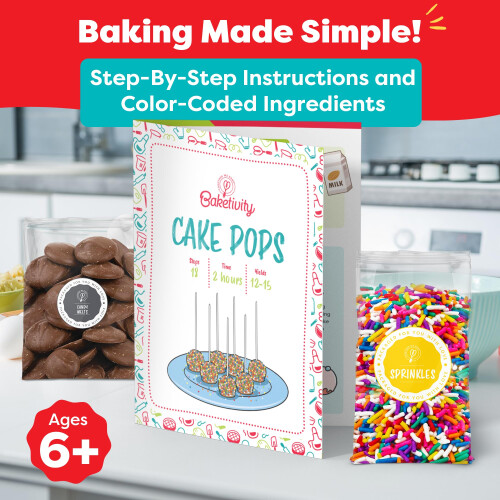 Baketivity DIY Cake Pop Kit για Παιδιά - Προμετρημένα Υλικά, Εφόδια Διακόσμησης 1