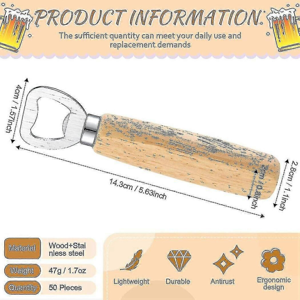 10 Pcs Wood Wine Bottle Opener Stainless Steel Bottle Opener Wood Handheld Heavy Duty Bartender Bottle Openers Cider Bottle