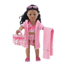 Oblecenie pre b biku Emily Rose | 6-dielne plavky tankiny pre 45 cm s pr slu enstvom | Kompatibiln s 45 cm b bikami American Girl
