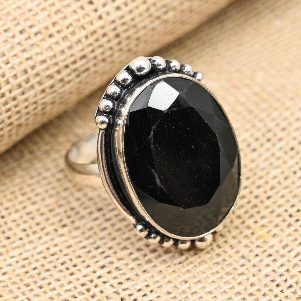 (black, 4.5) Amazing Black Spinel Gemstone Handmade Jewelry 925 Sterling Silver Ring