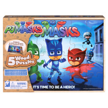 PJ Masks 5 Träpussel i Trälåda (Stilar varierar)