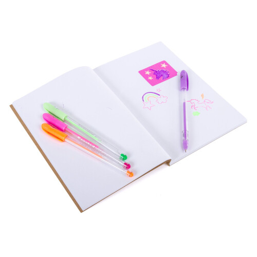 Hot Focus DIY Unicorn Notebook Kit - Διακόσμησε το Ημερολόγιό σου με 4 Αρωματικά Στυλό Gel 1