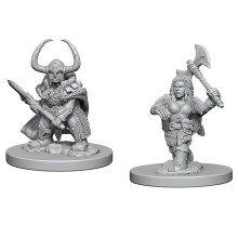 D&D Nolzurs fantastiske miniatyrer - Dv?rg Kvindelig barbar - 2 t?ller Unmalede miniatyrer Dungeons & Dragons